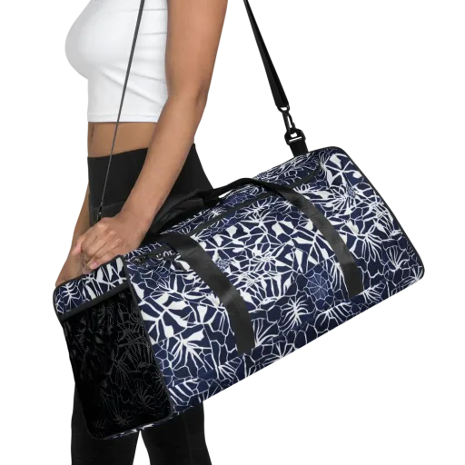 Indigo Bloom on a Duffle Bag