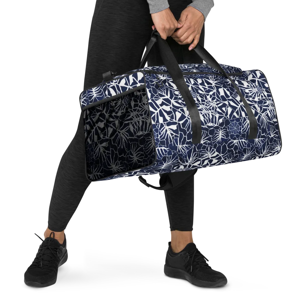Indigo Bloom on Duffle Bag — Right Front