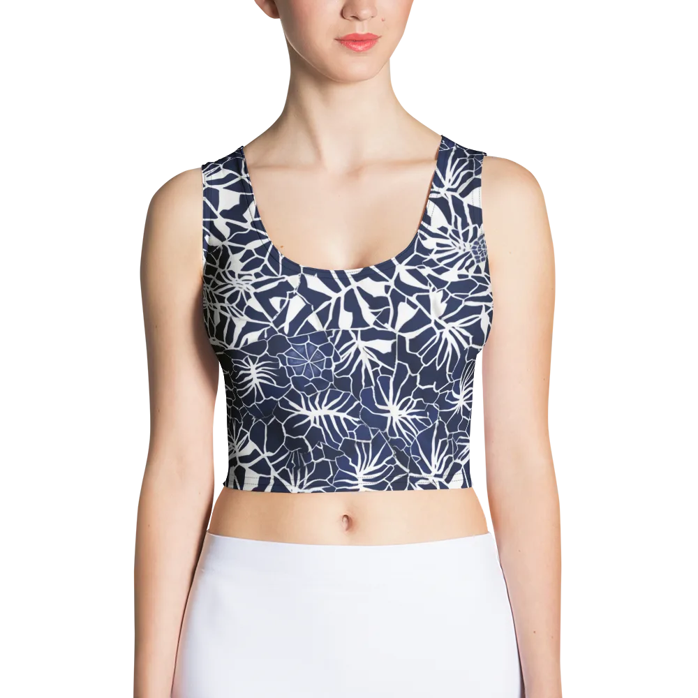 Indigo Bloom on Crop Top — Front