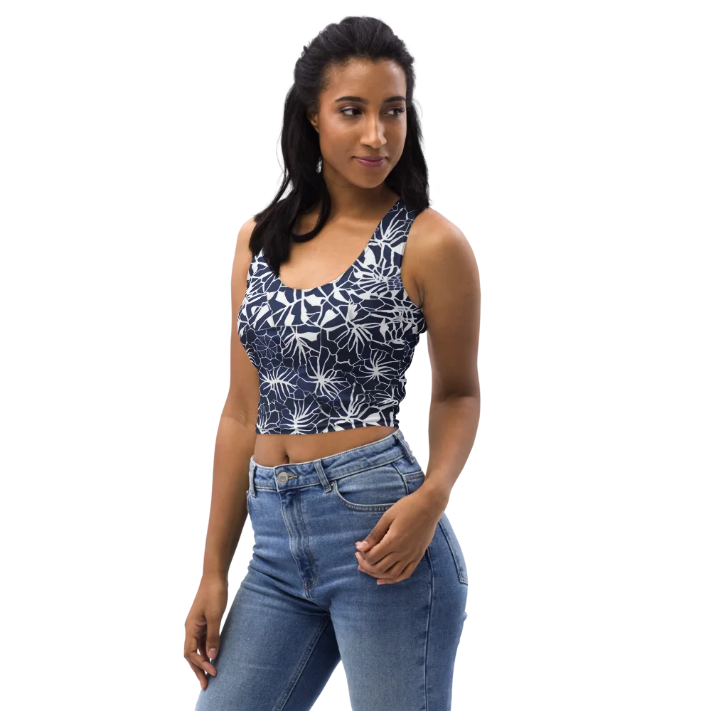 Indigo Bloom on Crop Top — Left Front
