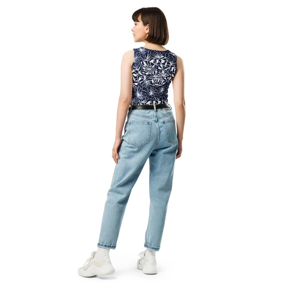 Indigo Bloom on Crop Top — Back