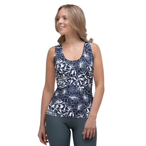 Indigo Bloom on a Women's Tank Top
