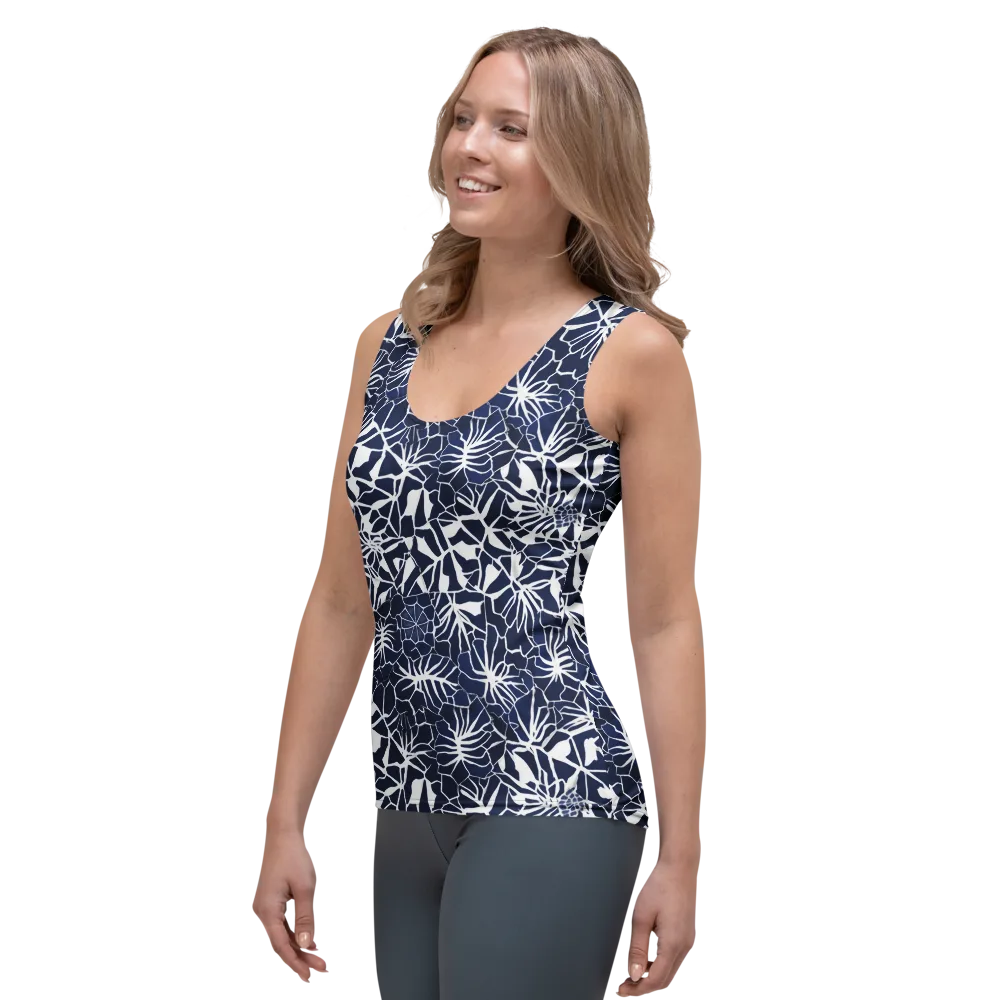Indigo Bloom on Women's Tank Top — Left Front