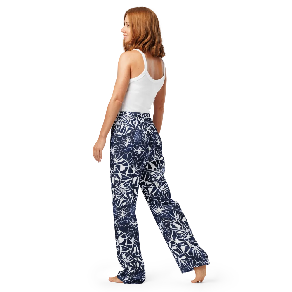 Indigo Bloom on Women's Pajama Pants — Back