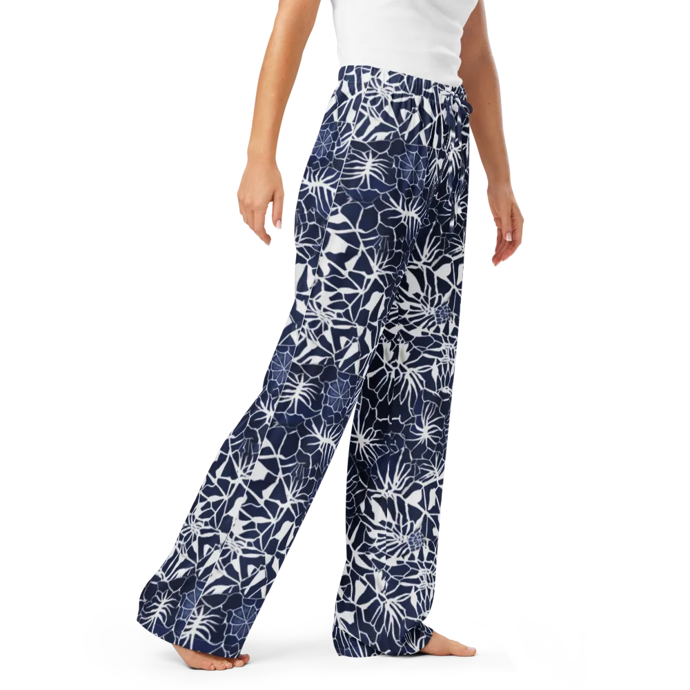 Indigo Bloom on Women's Pajama Pants — Right Front