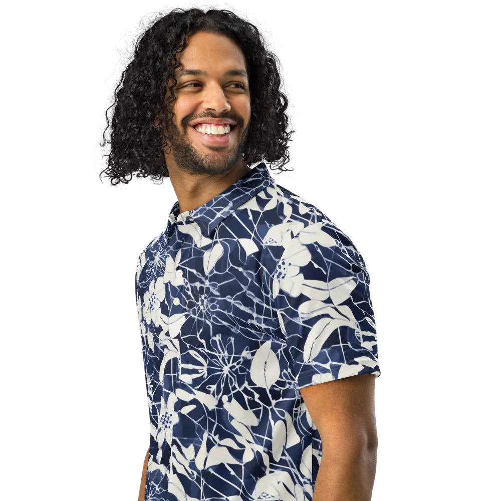 Moonlit Botanica on Men's Slim Fit Polo Shirt — Left Front
