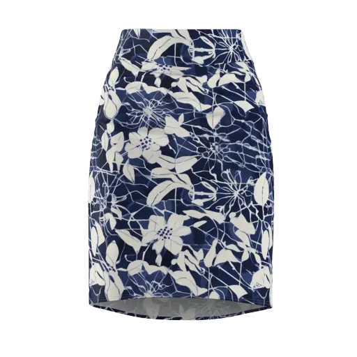 Moonlit Botanica on a Pencil Skirt