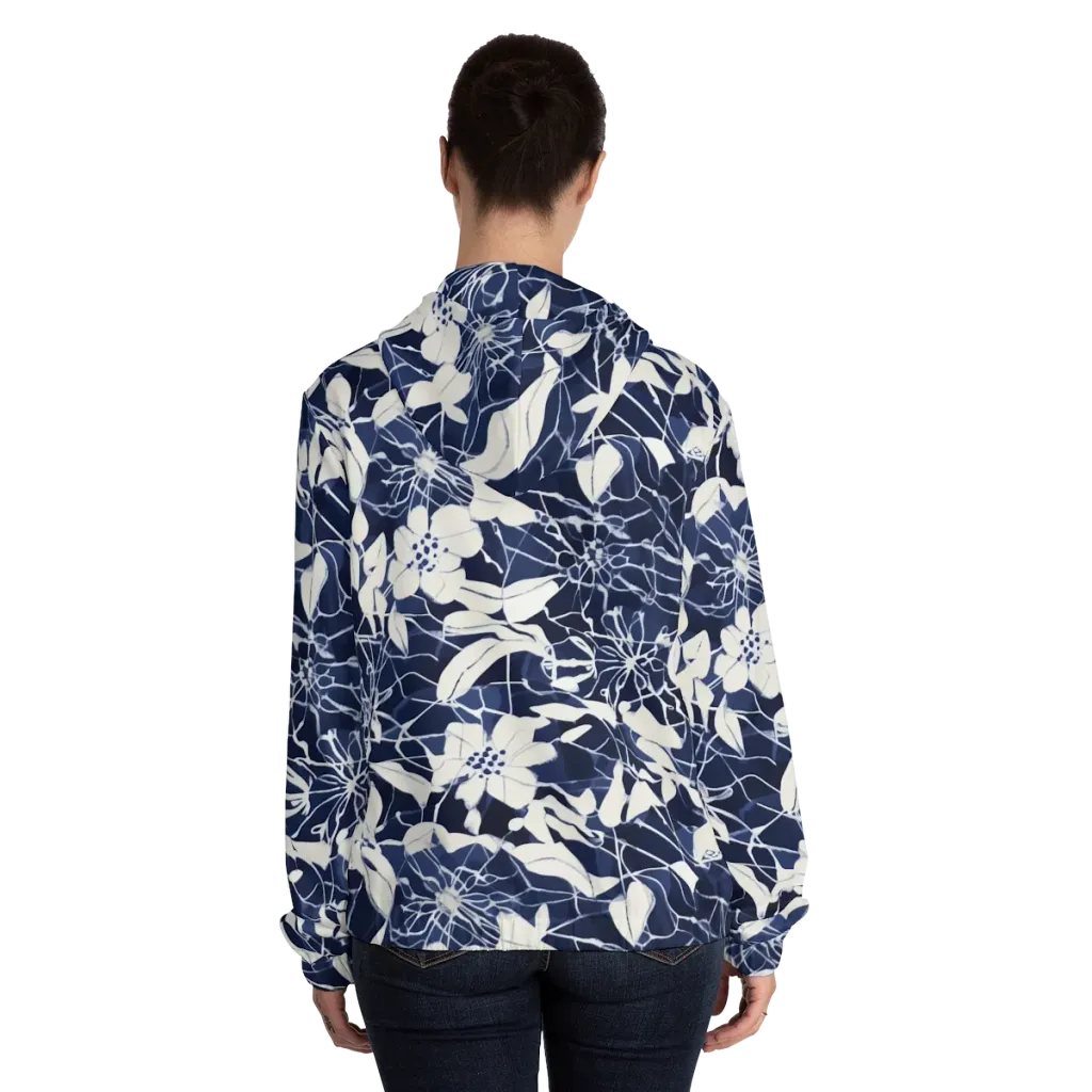 Moonlit Botanica on Women's Full-Zip Hoodie — Back On Person