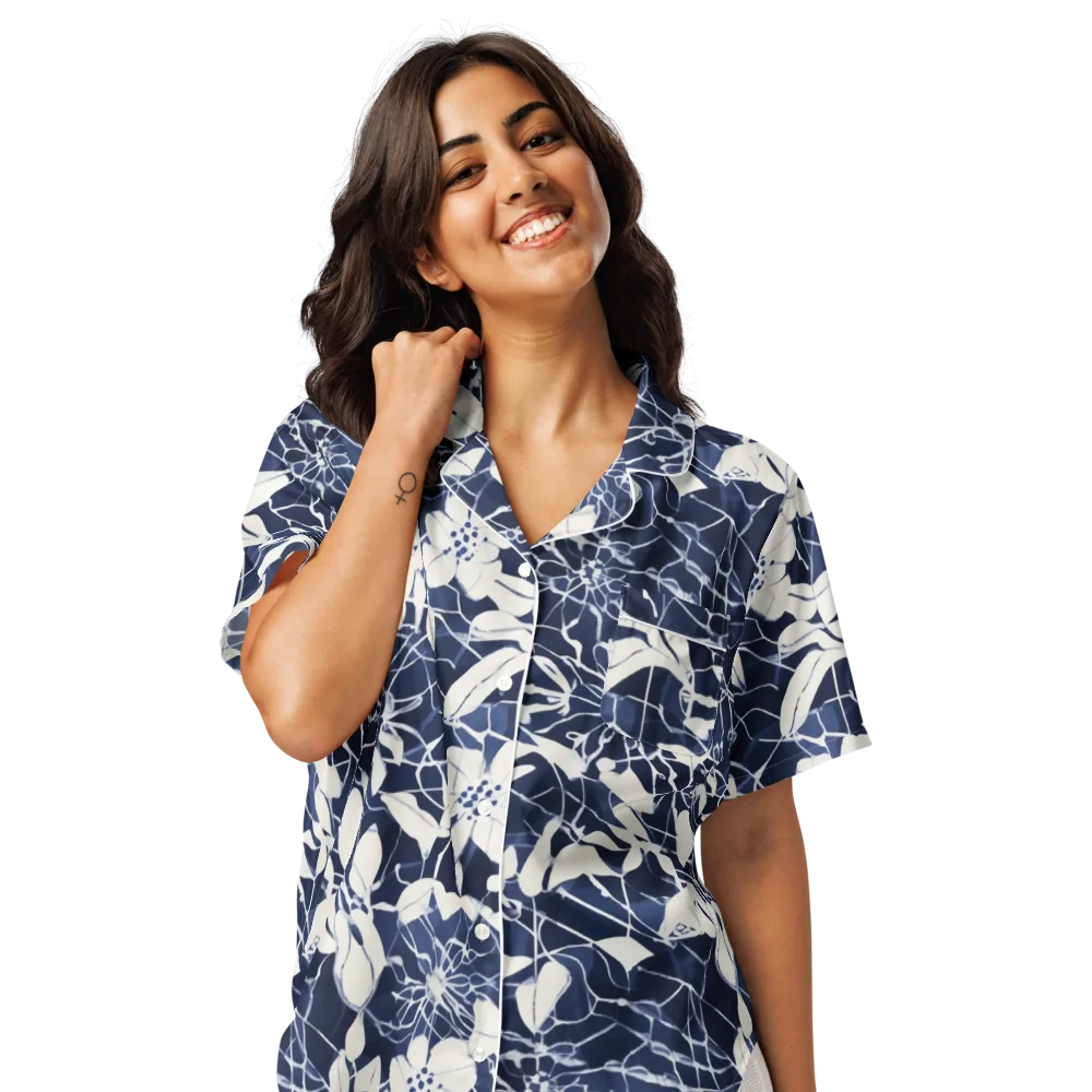Moonlit Botanica on Women's Short Sleeve Pajama Top — Front