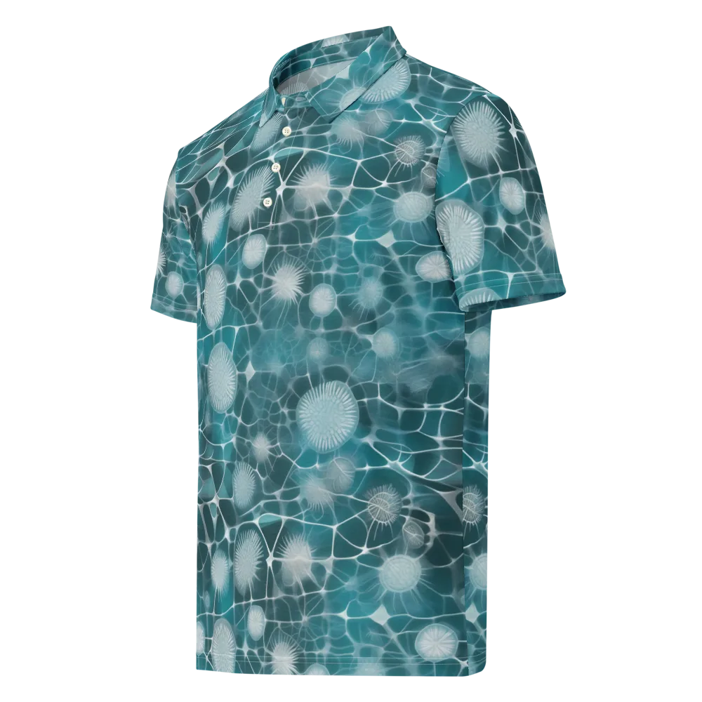 Aqua Dandelion on Men's Slim Fit Polo Shirt — Left Front