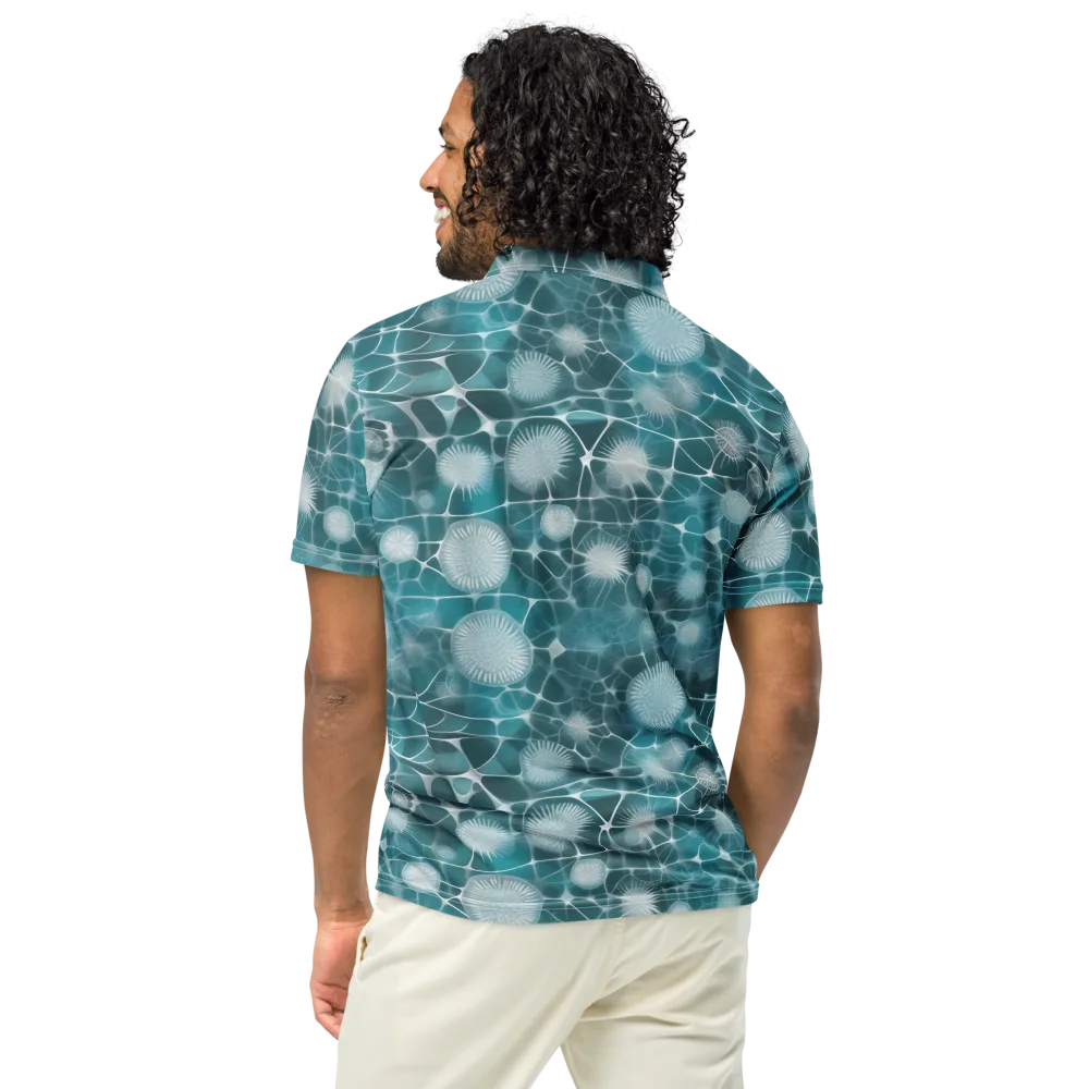Aqua Dandelion on Men's Slim Fit Polo Shirt — Back