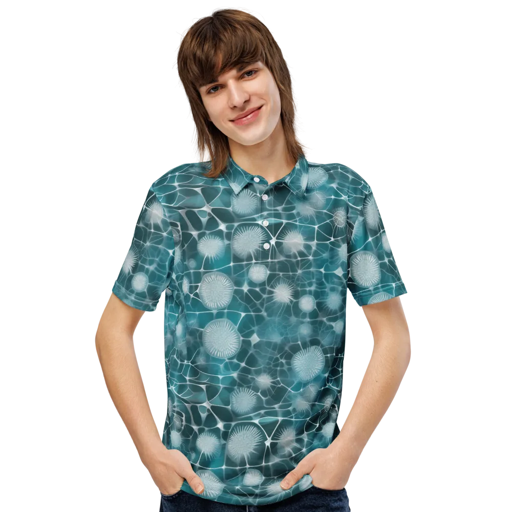 Aqua Dandelion on Men's Slim Fit Polo Shirt — Front