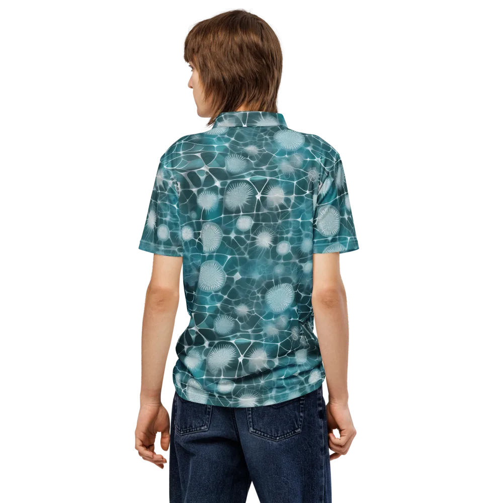 Aqua Dandelion on Men's Slim Fit Polo Shirt — Back