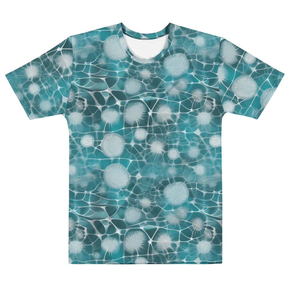 Aqua Dandelion on Men's Cotton Crew Neck T-Shirt — Front