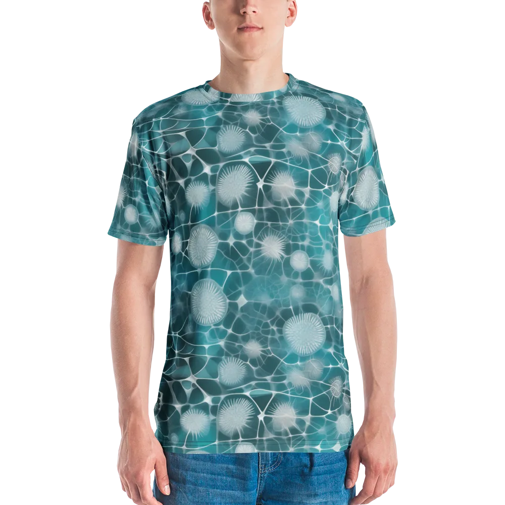 Aqua Dandelion on Men's Crew Neck T-Shirt — Front