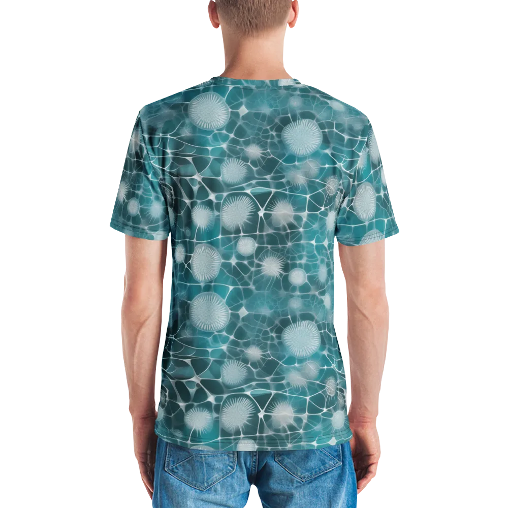 Aqua Dandelion on Men's Crew Neck T-Shirt — Back