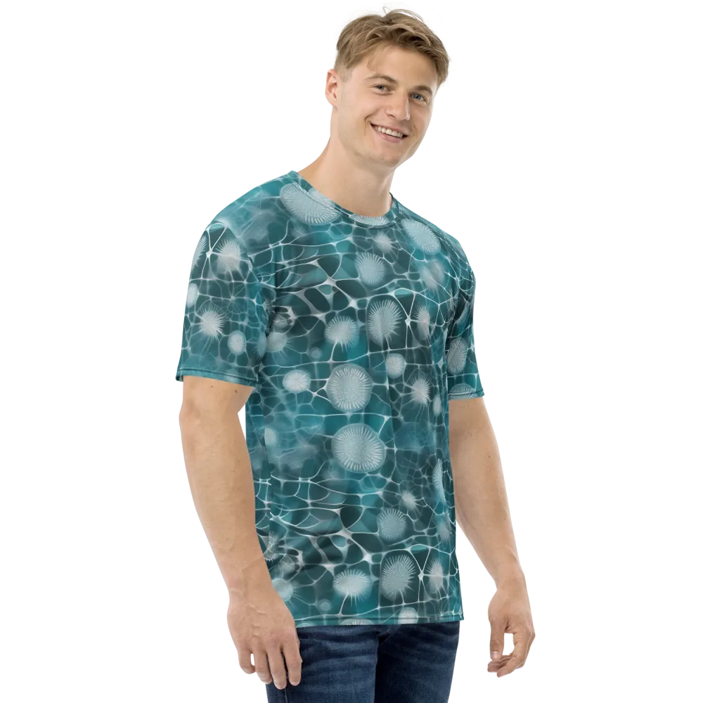 Aqua Dandelion on Men's Crew Neck T-Shirt — Right