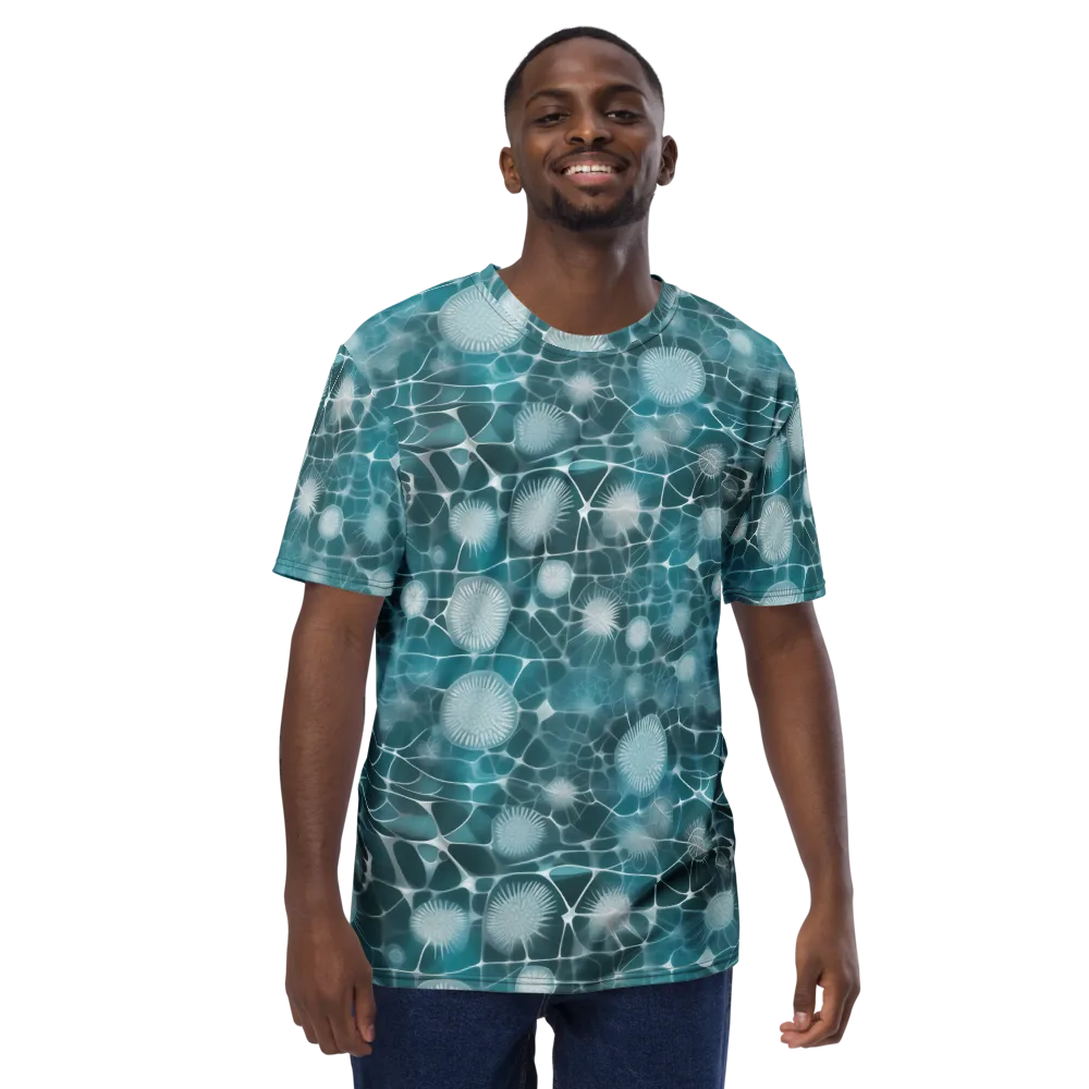 Aqua Dandelion on Men's Crew Neck T-Shirt — Front