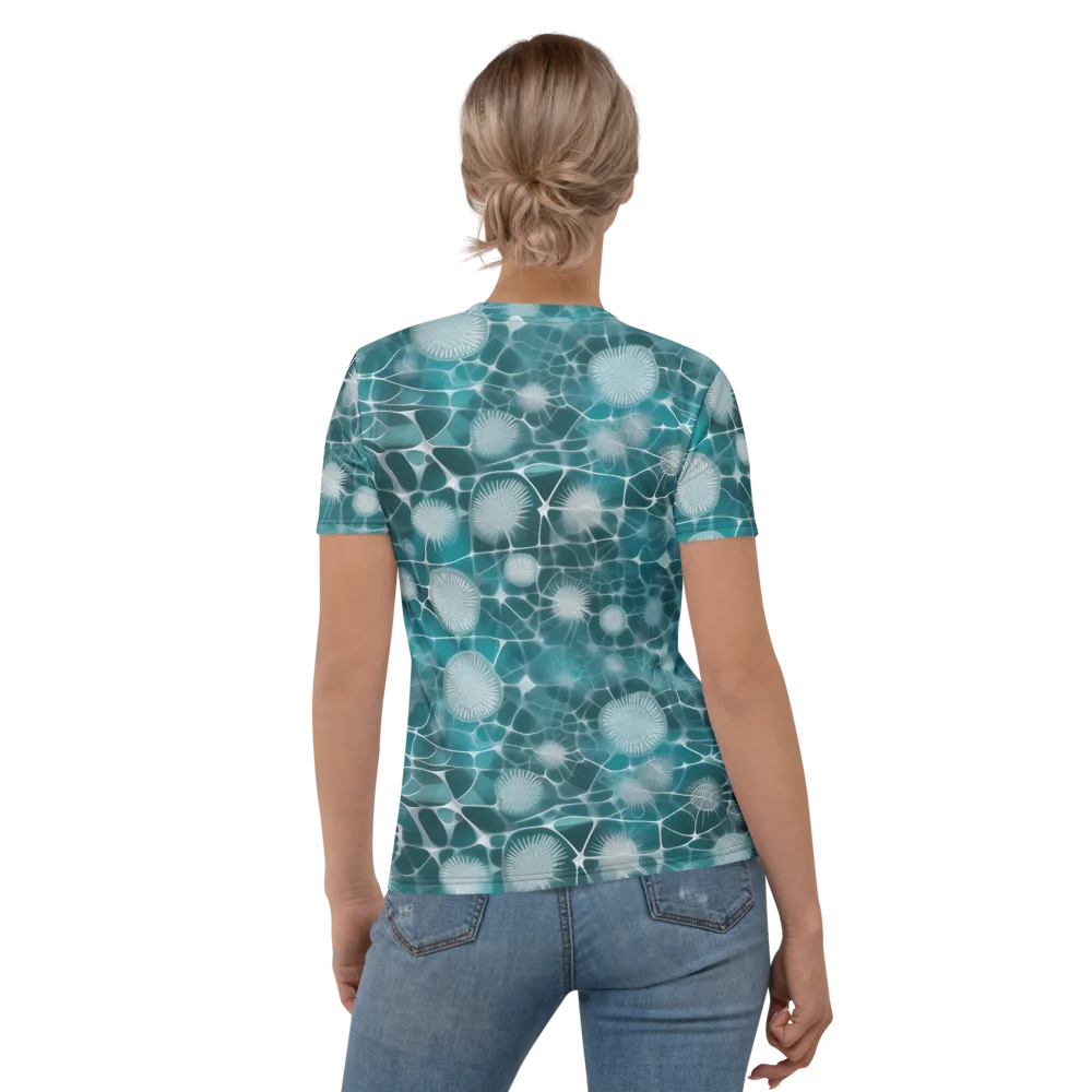 Aqua Dandelion on Women's Crew Neck T-Shirt — Back