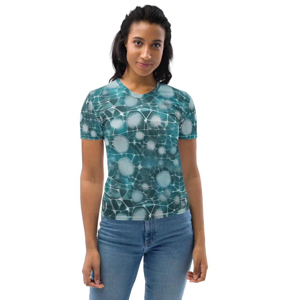 Aqua Dandelion on Women's Crew Neck T-Shirt — Front
