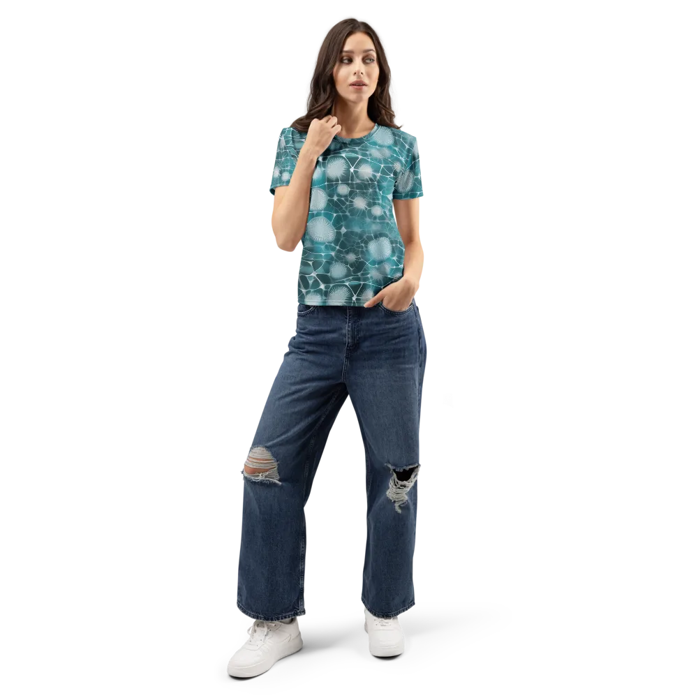 Aqua Dandelion on Women's Crew Neck T-Shirt — Front