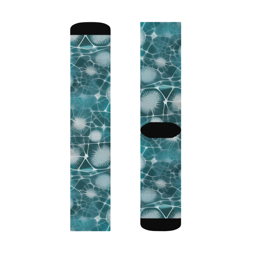 Aqua Dandelion on Socks — Left Sock