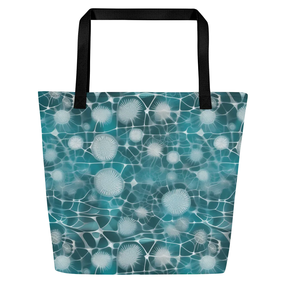 Aqua Dandelion on Large Tote Bag W/ Pocket — Front