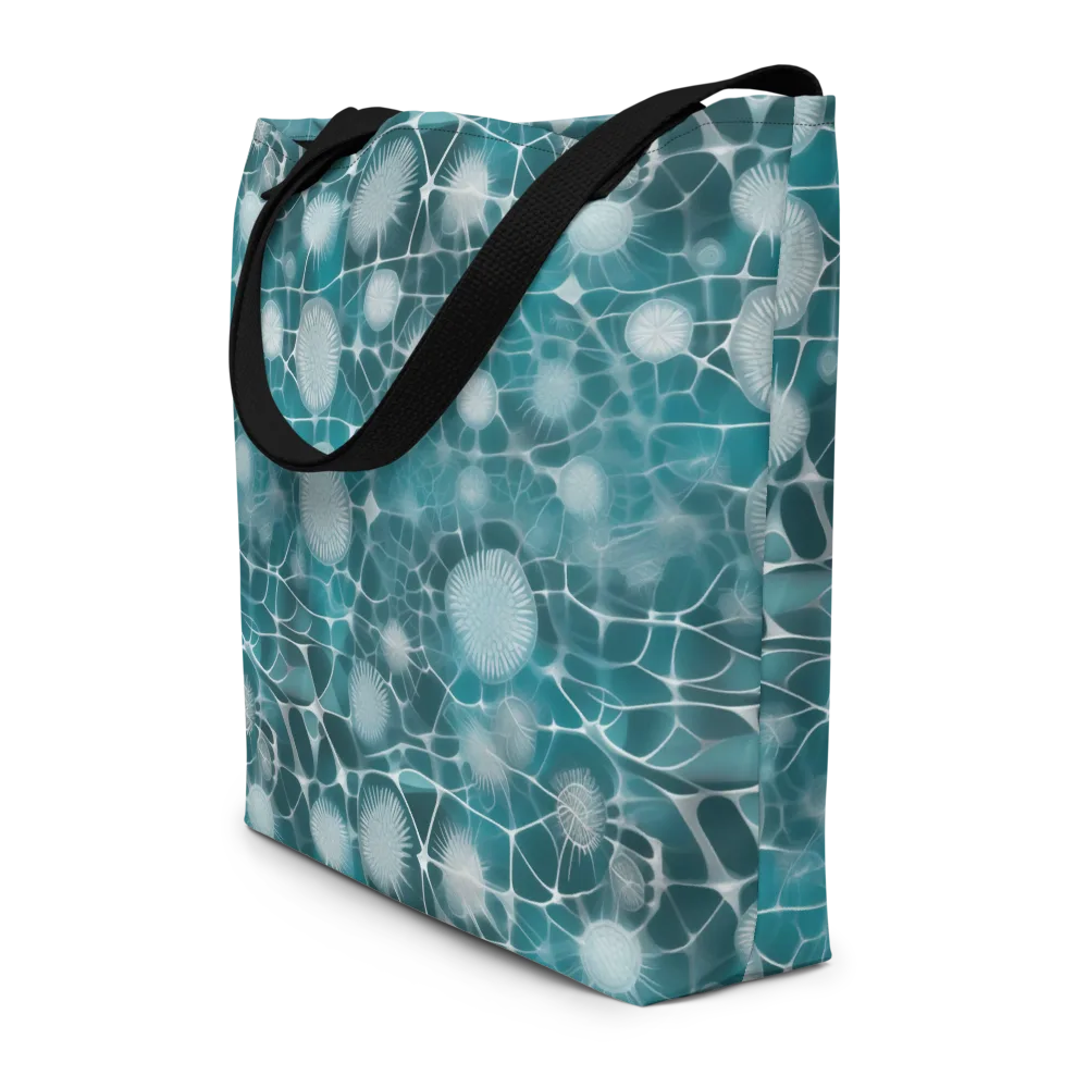 Aqua Dandelion on Large Tote Bag W/ Pocket — Front