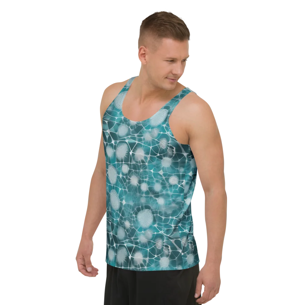 Aqua Dandelion on Men's Tank Top — Left Front