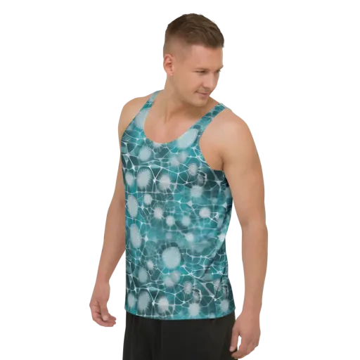 Aqua Dandelion on a Men's Tank Top
