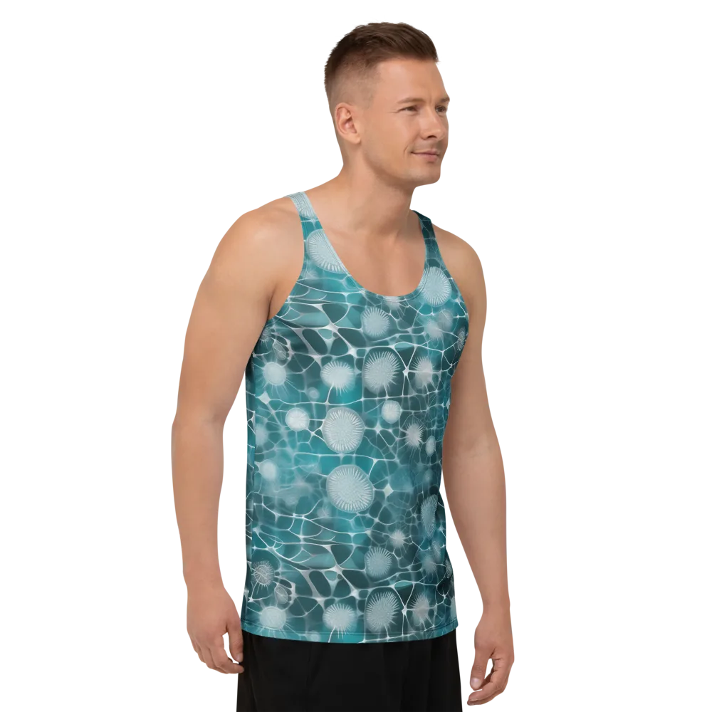 Aqua Dandelion on Men's Tank Top — Right Front