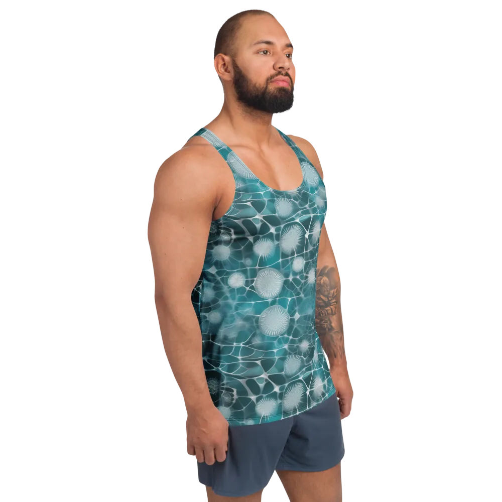Aqua Dandelion on Men's Tank Top — Right Front
