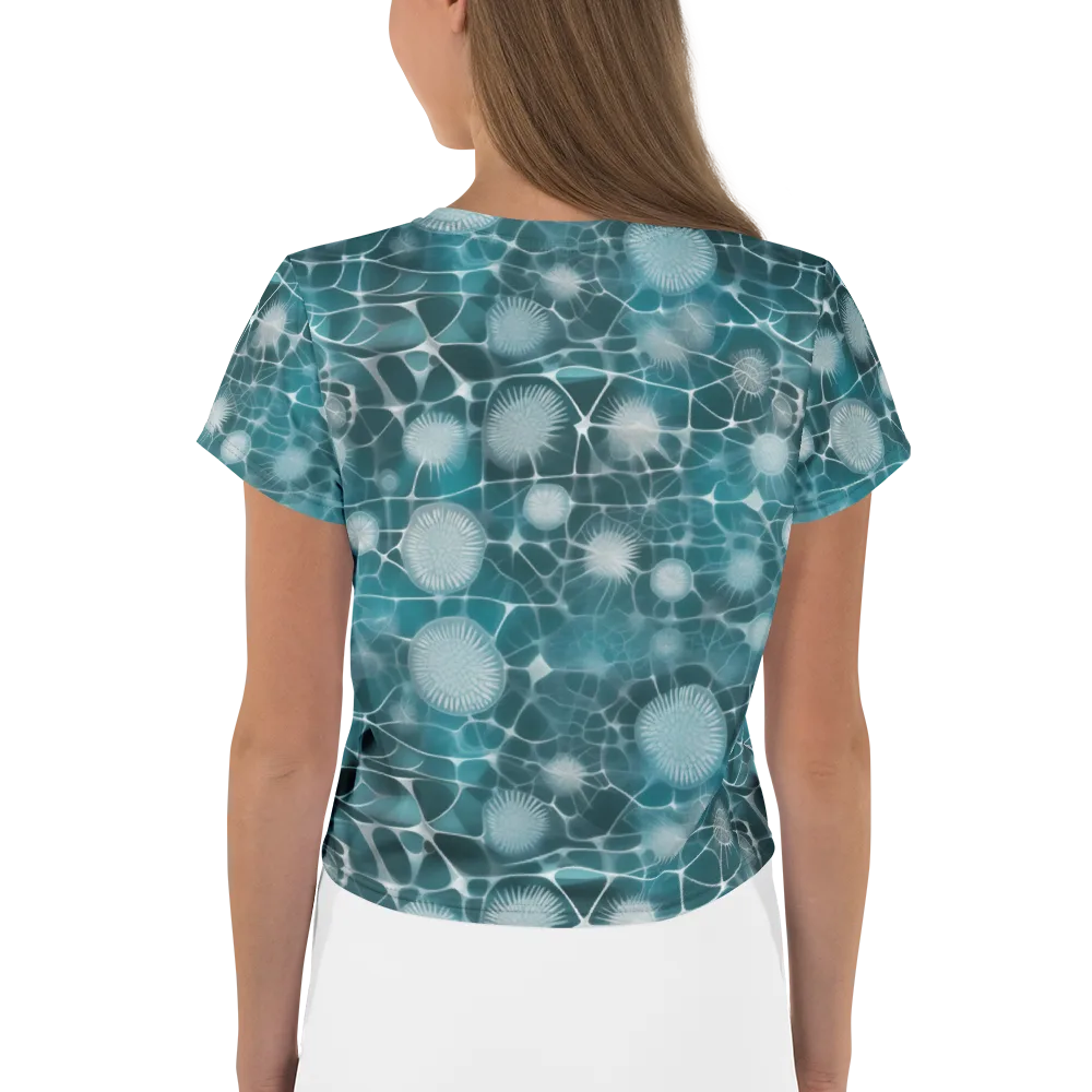 Aqua Dandelion on Crop Tee — Back