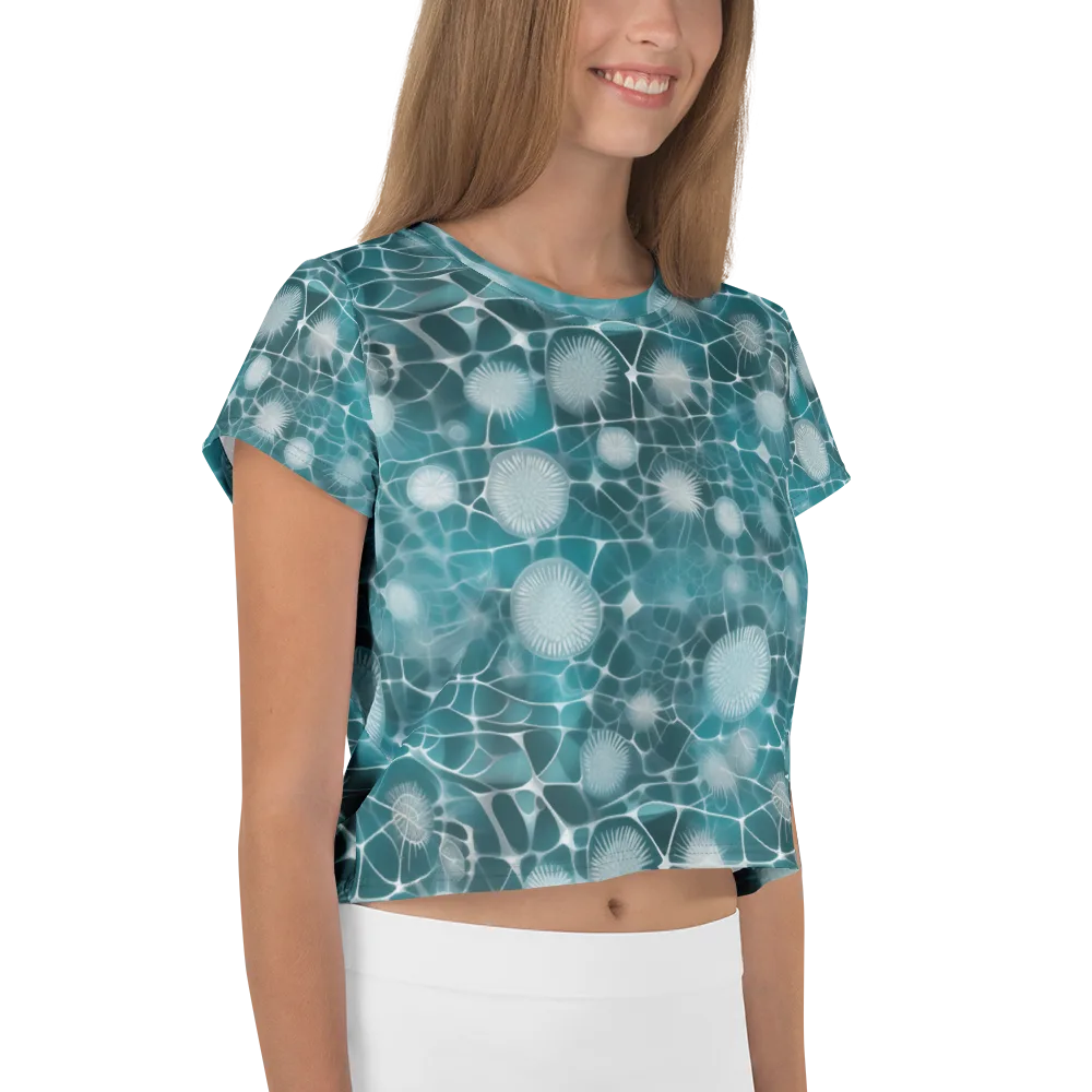 Aqua Dandelion on Crop Tee — Right