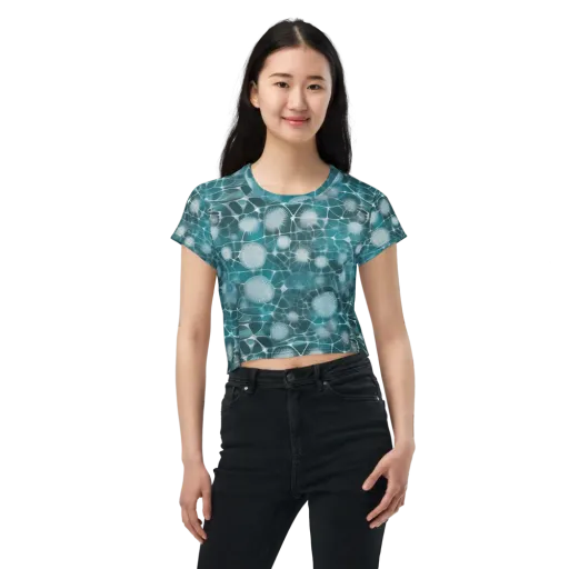 Aqua Dandelion on a Crop Tee