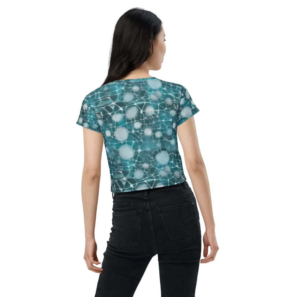 Aqua Dandelion on Crop Tee — Back
