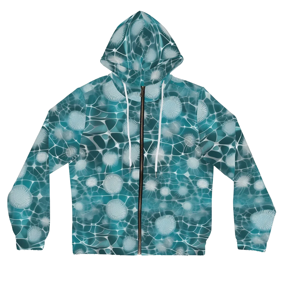 Aqua Dandelion on Women's Full-Zip Hoodie — Front