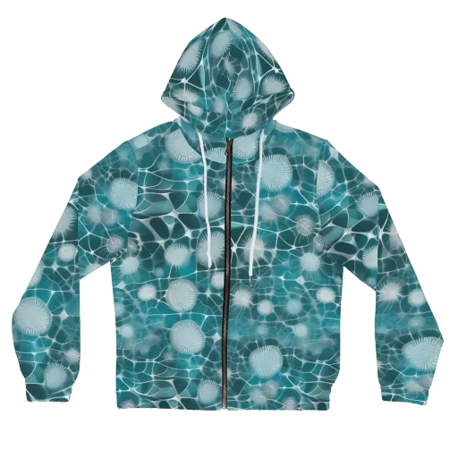Aqua Dandelion on a Women's Full-Zip Hoodie