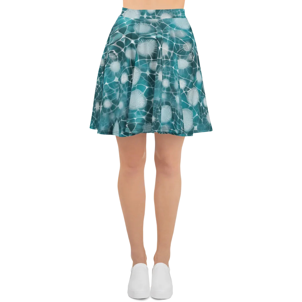 Aqua Dandelion on Skater Skirt — Front