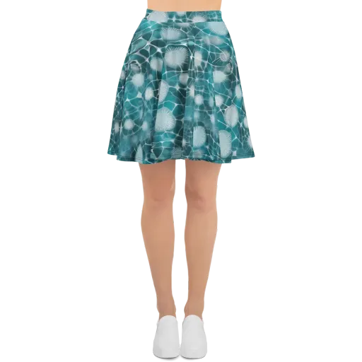 Aqua Dandelion on a Skater Skirt