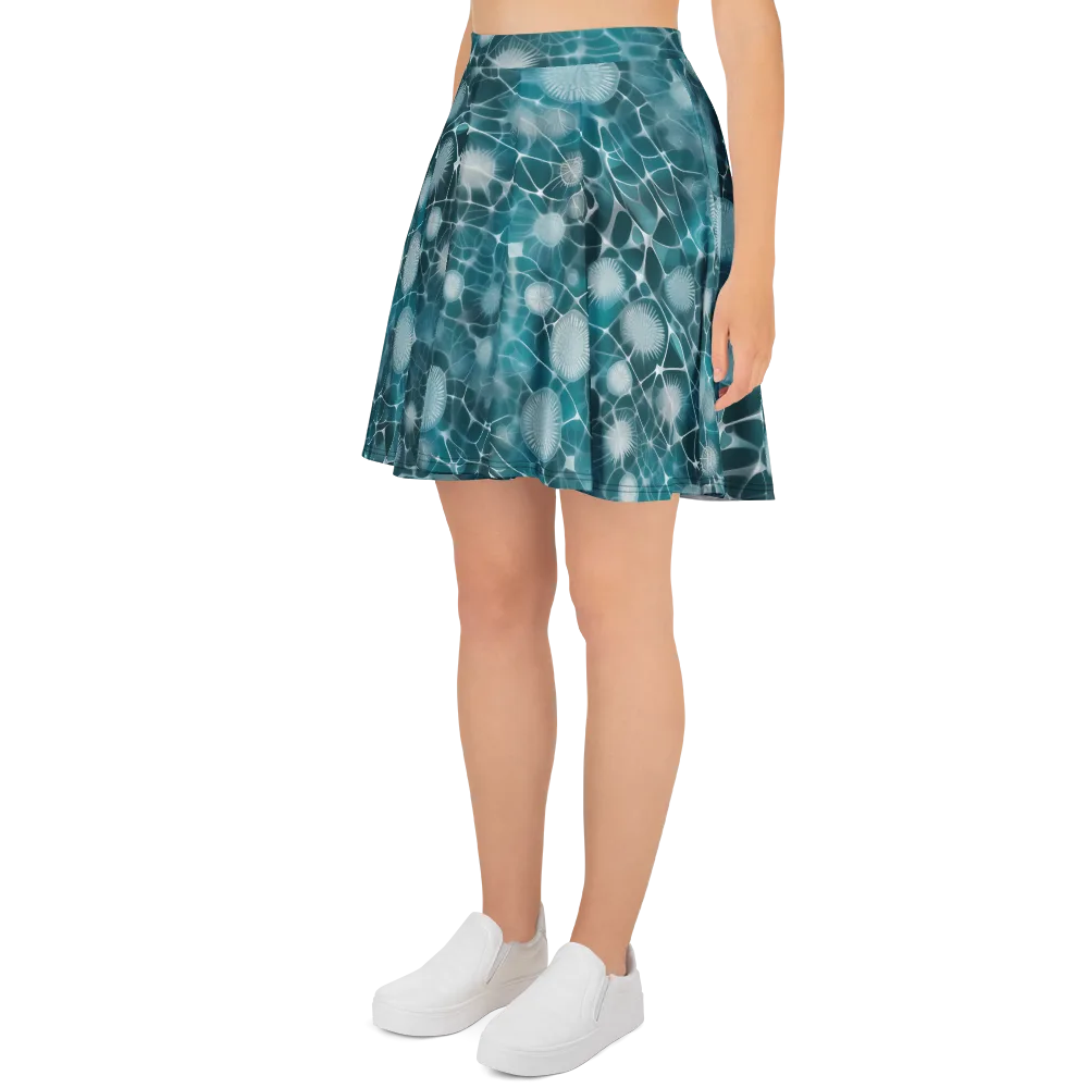 Aqua Dandelion on Skater Skirt — Left