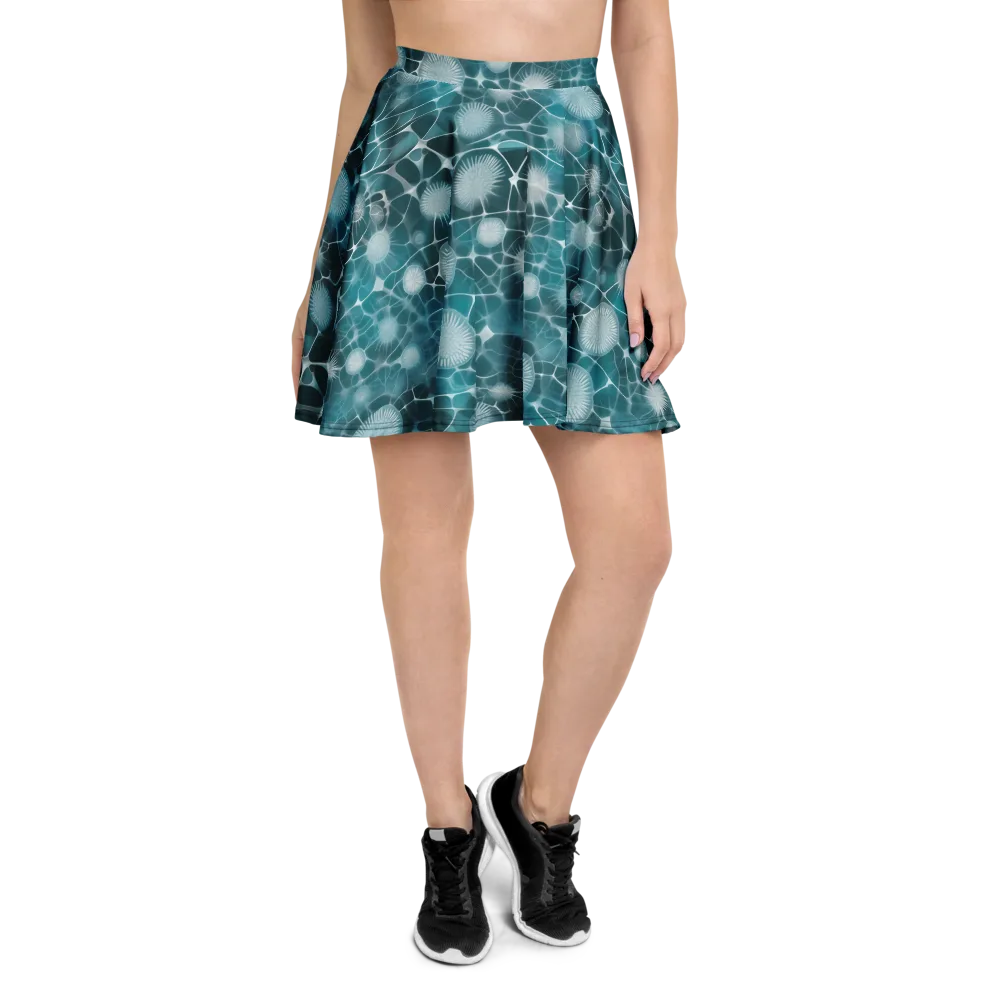 Aqua Dandelion on Skater Skirt — Front
