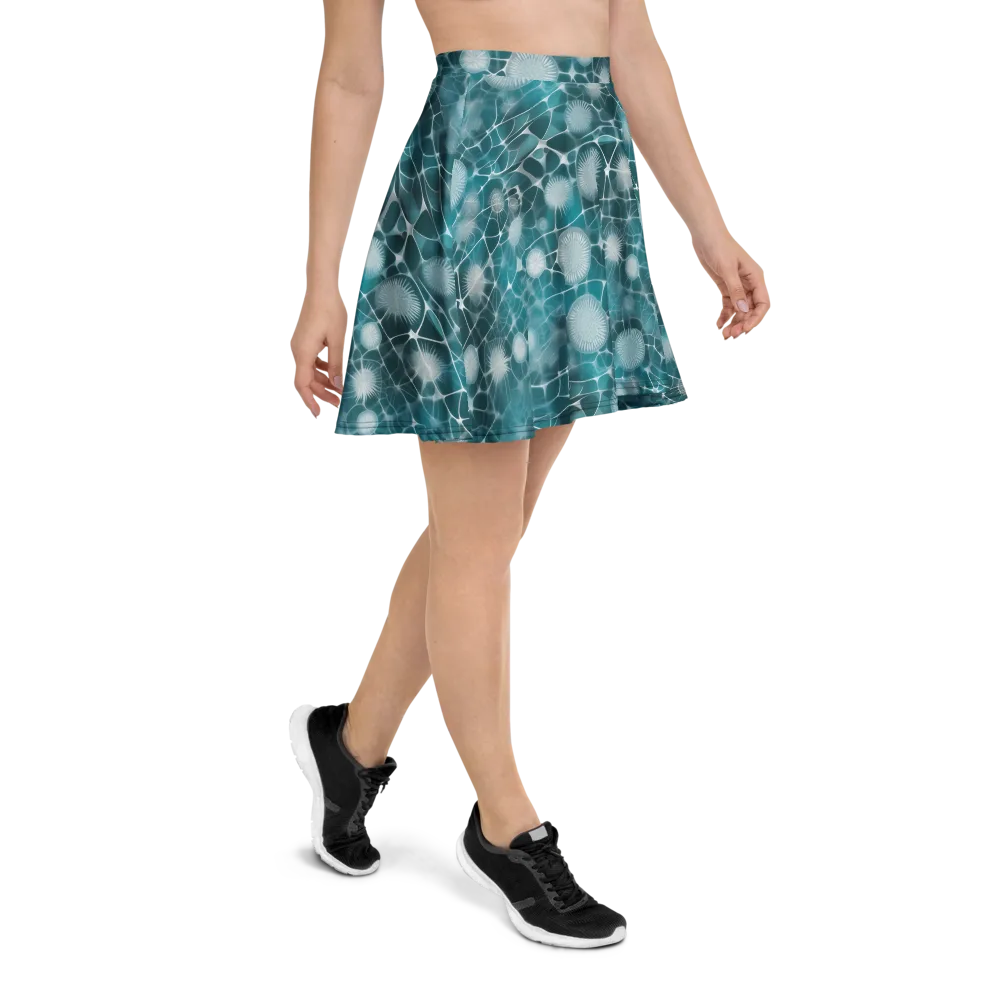 Aqua Dandelion on Skater Skirt — Right