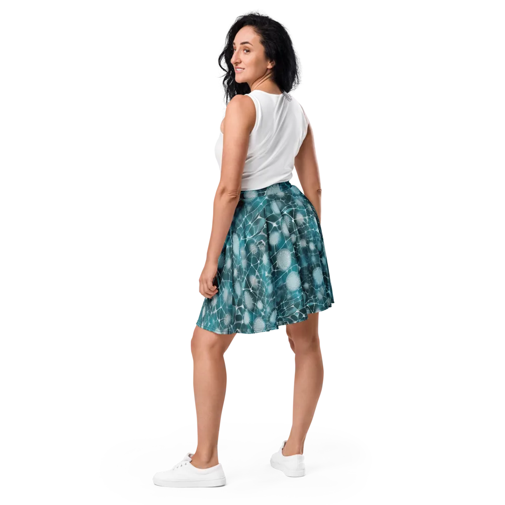 Aqua Dandelion on Skater Skirt — Back