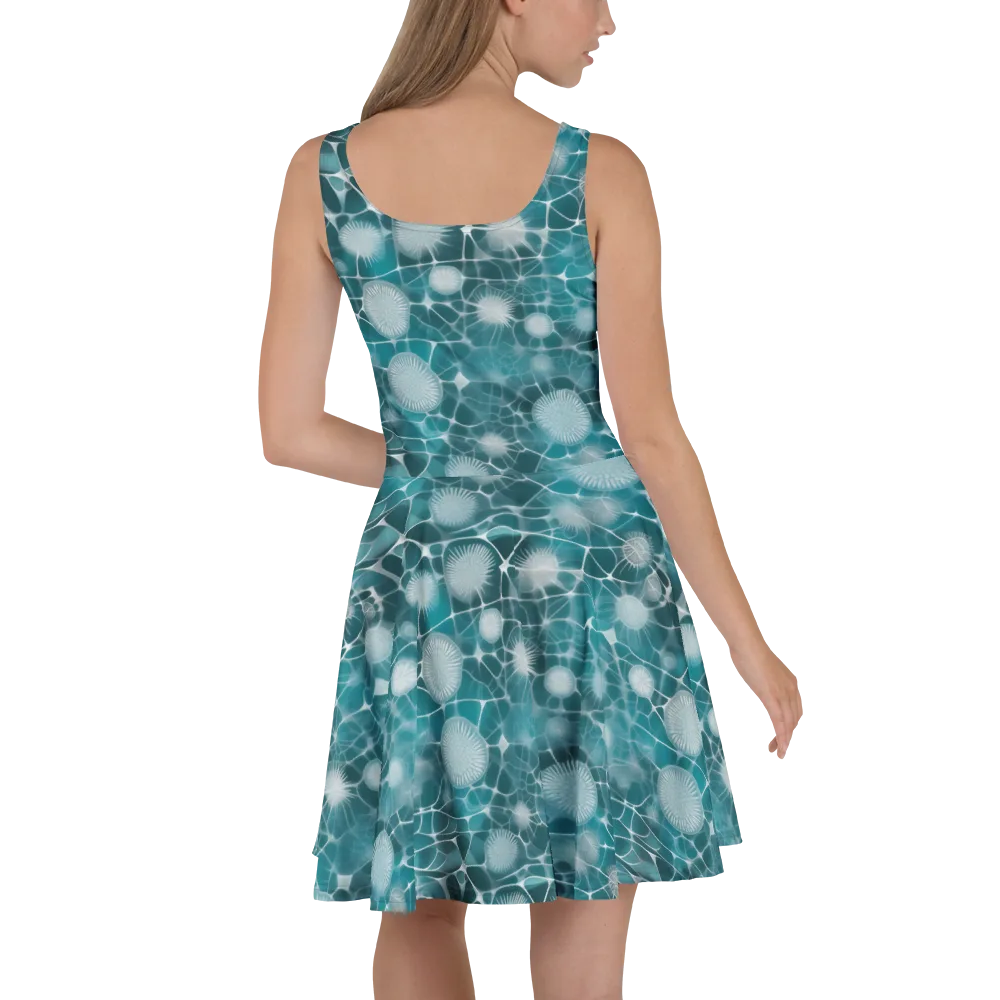 Aqua Dandelion on Skater Dress — Back