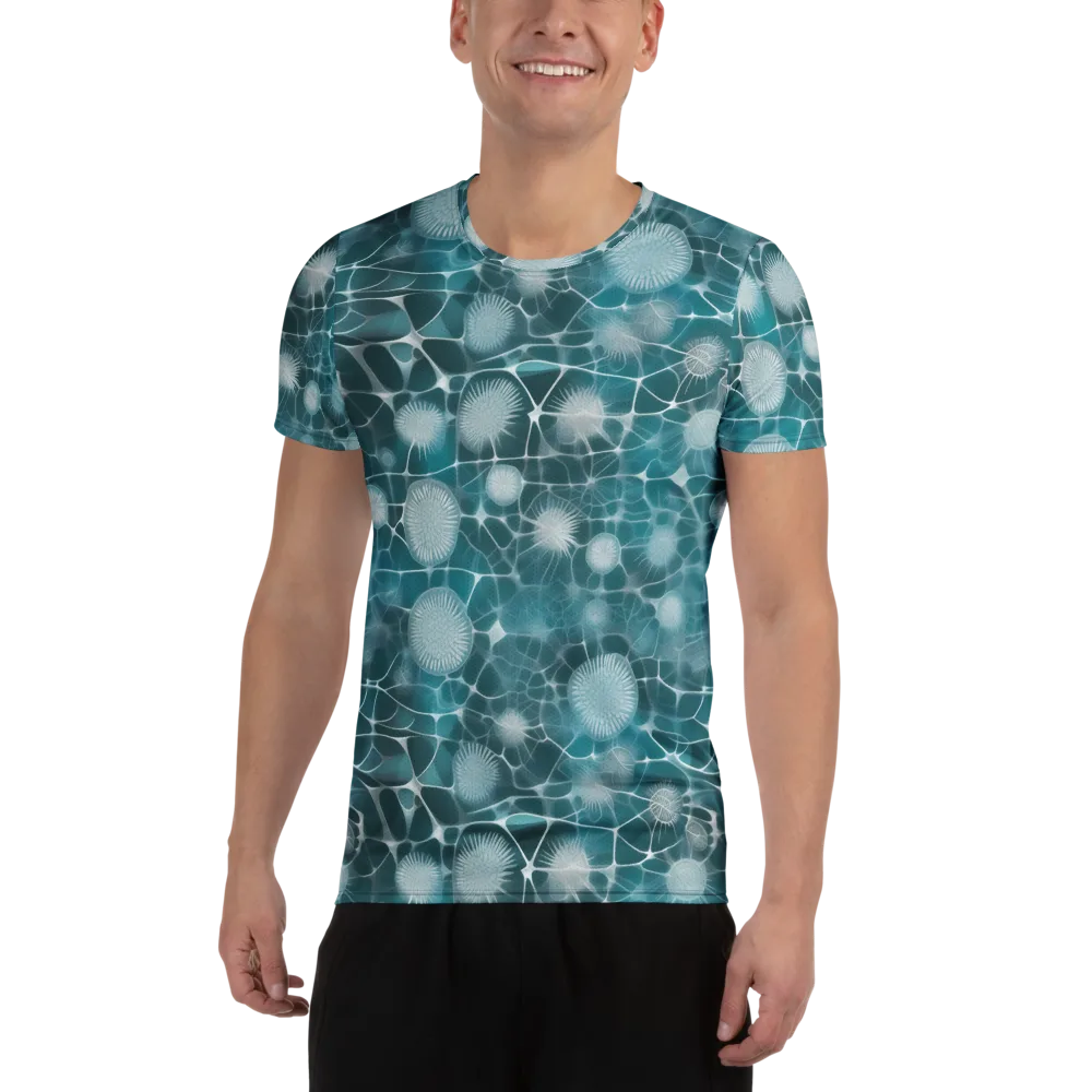 Aqua Dandelion on Men's Athletic T-Shirt — Front