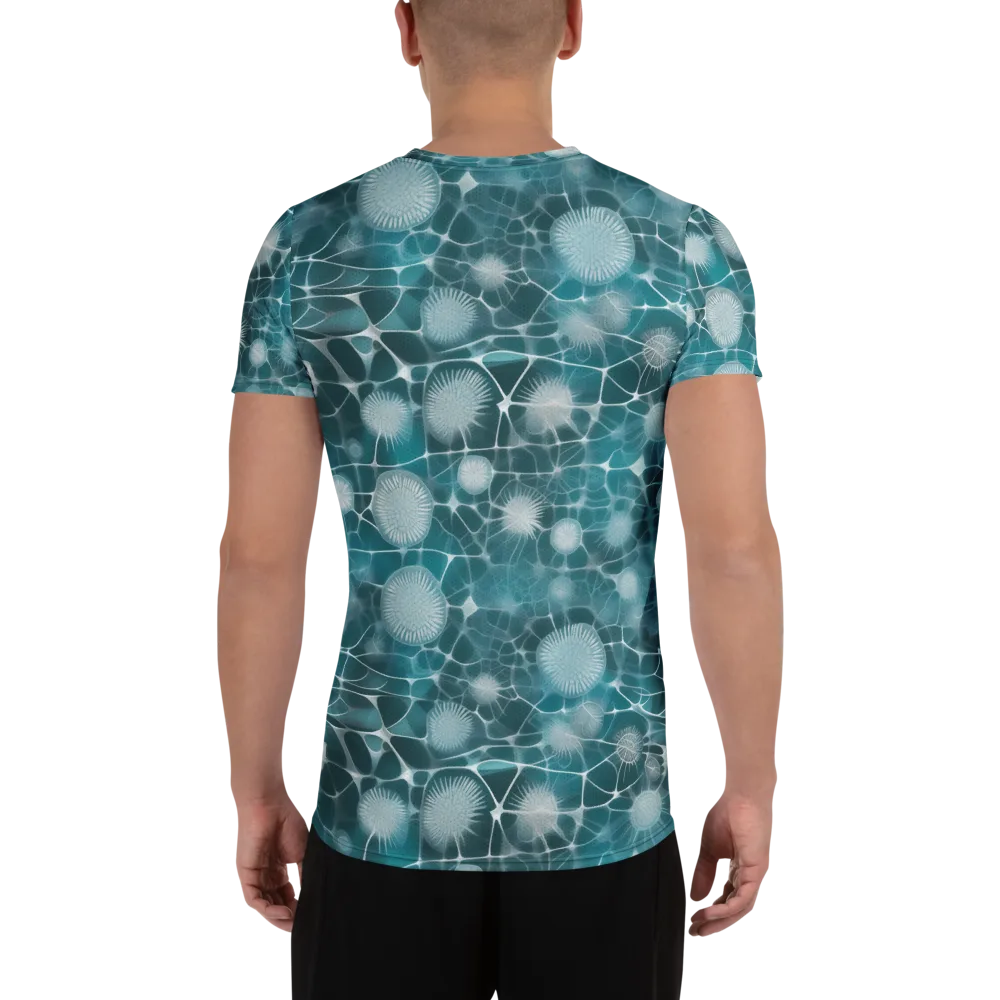 Aqua Dandelion on Men's Athletic T-Shirt — Back