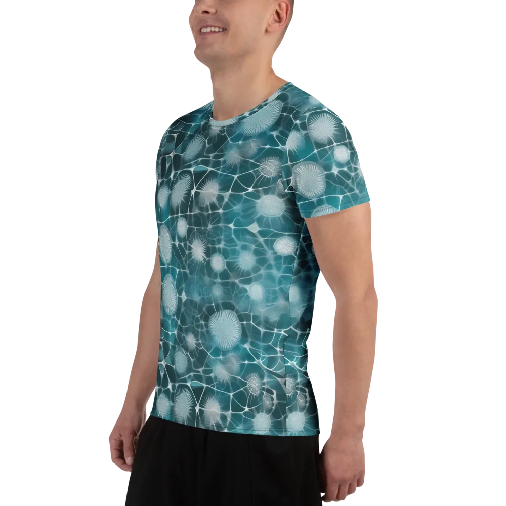 Aqua Dandelion on Men's Athletic T-Shirt — Left