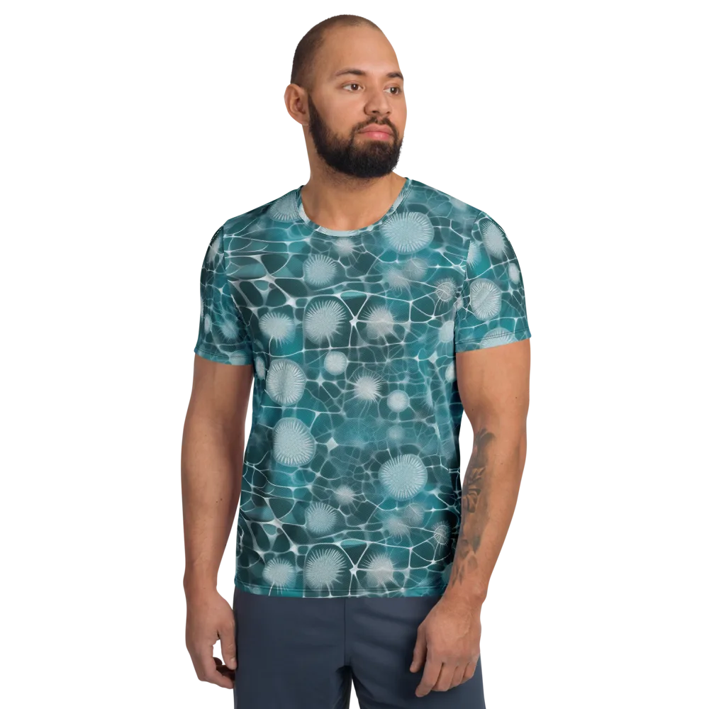 Aqua Dandelion on Men's Athletic T-Shirt — Front