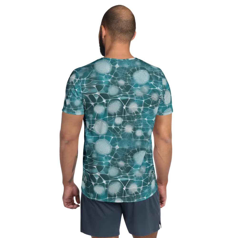 Aqua Dandelion on Men's Athletic T-Shirt — Back